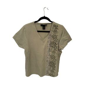 Venezia Womens Size 14 16 Short Sleeve VNeck Tshirt shirt tee Embellished Floral